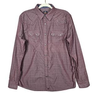 Moonshine Spirit Western Shirt Mens Large Red Geometric Pearl Snap Rodeo Cowboy